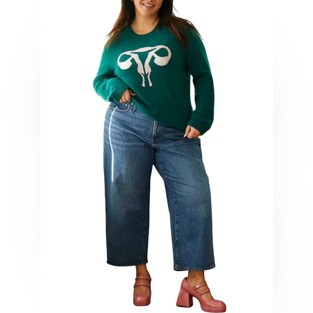 Rachel Antonoff $275 Cashmere-Wool Reproductive System Sweater Emerald 2X - Picture 4 of 8